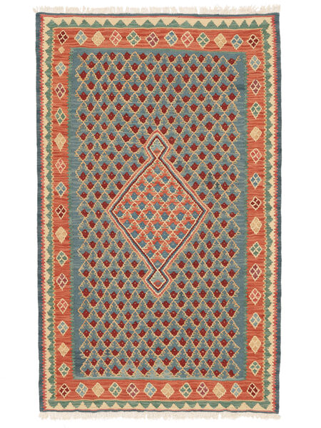  Oriental Kilim Senneh Fine Rug 99X163 Green/Orange Wool, Persia/Iran Carpetvista