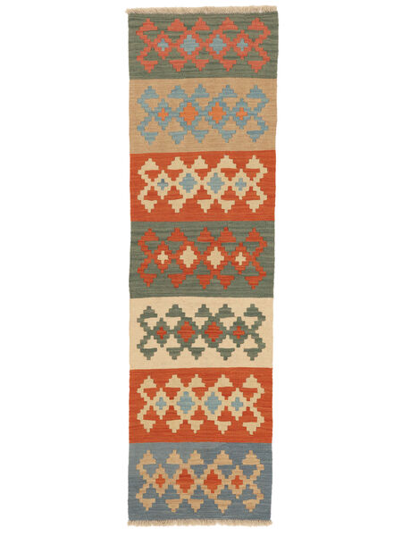  Persischer Kelim Ghashghai Teppich 54X188 Läufer Dunkelgrün/Orange ( Persien/Iran)