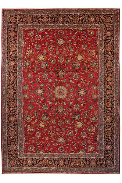  Oosters Keshan Vloerkleed 275X390 Donkerrood/Bruin Groot Wol, Perzië/Iran