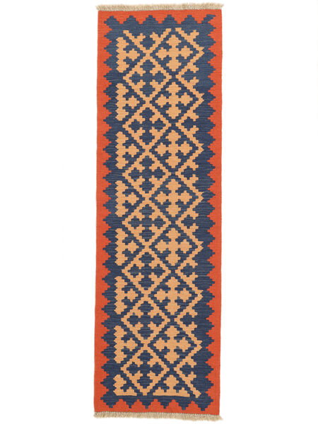 61X208 Kelim Ghashghai Teppich Orientalischer Läufer Schwarz/Rot ( Persien/Iran) Carpetvista