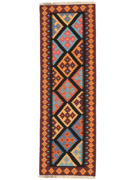 66X201 Kelim Ghashghai Orientalisk Hallmatta Svart/Mörkröd ( Persien/Iran) Carpetvista