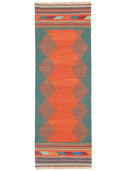 71X204 Kelim Ghashghai Teppich Orientalischer Läufer Rot/Dunkelgrün ( Persien/Iran) Carpetvista