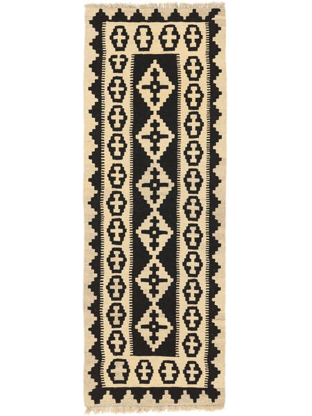 70X196 Kelim Ghashghai Orientalisk Hallmatta Svart/Beige ( Persien/Iran) Carpetvista