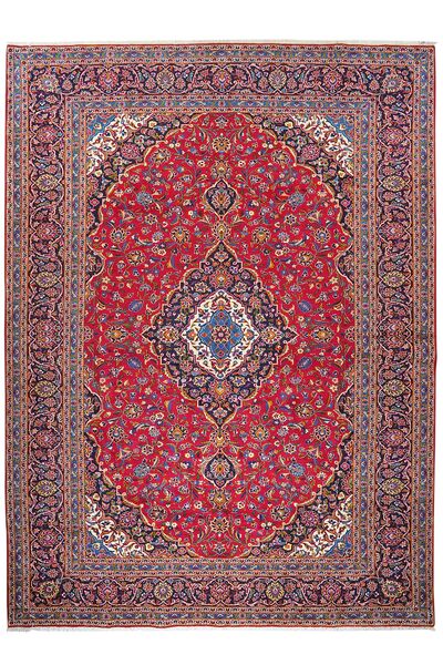 306X414 Tapete Kashan Oriental Vermelho Escuro/Vermelho Grande (Lã, Pérsia/Irão)
