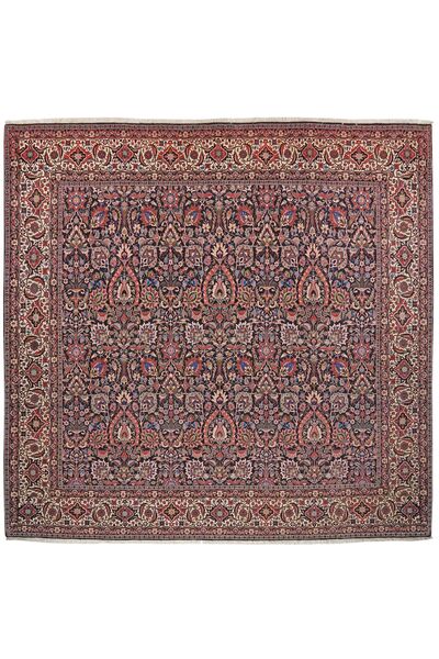 250X256 Tapete Oriental Bijar Com Seda Quadrado Vermelho Escuro/Preto Grande (Lã, Pérsia/Irão)