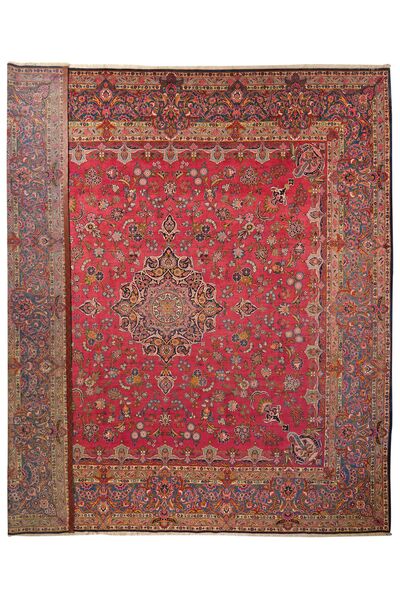 Dywan Perski Keszan 362X371 Kwadratowy Ciemnoczerwony/Brunatny Duży (Wełna, Persja/Iran)