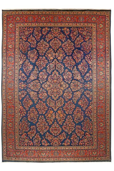  Orientalisk Sarouk Matta 252X348 Mörkröd/Svart Stor Ull, Persien/Iran
