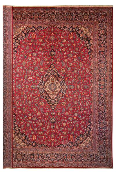 Dywan Orientalny Keszan 319X430 Ciemnoczerwony/Brunatny Duży (Wełna, Persja/Iran)