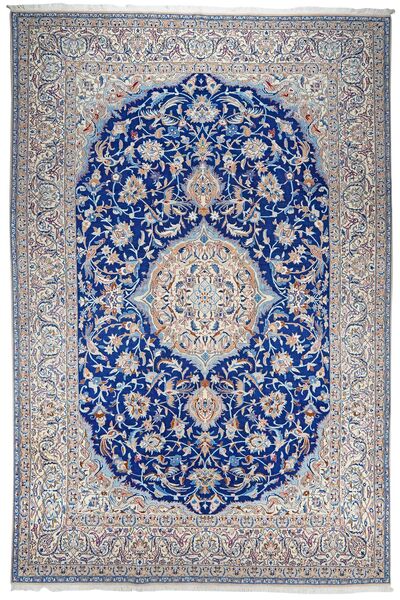 251X376 Tapis D'orient Naïn 9La Gris Foncé/Bleu Foncé Grand (Laine, Perse/Iran)