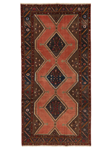 Colored Vintage Tæppe 151X304Løber Sort/Brun Uld, Persien/Iran Carpetvista