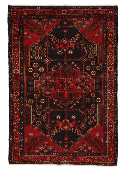 Tapete Oriental Hamadã 154X222 Preto/Vermelho Escuro (Lã, Pérsia/Irão)