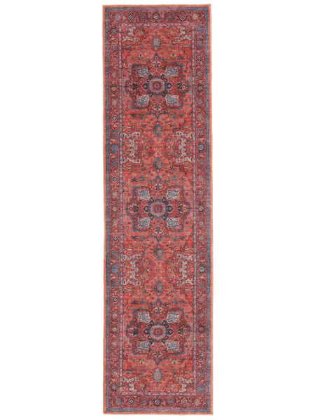 Georgia Oriental Washable 80X300 Small Red/Blue Runner Cotton Rug