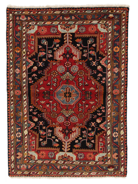 100X140 Hamadan Rug Oriental Black/Dark Red (Wool, Persia/Iran) Carpetvista