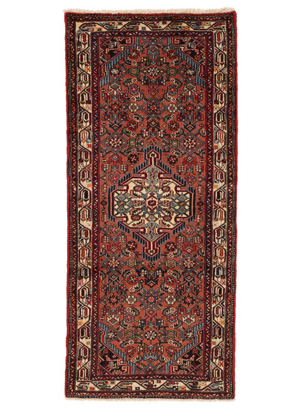 80X182 絨毯 アサダバード オリエンタル 廊下 カーペット ブラック/ダークレッド (ウール, ペルシャ/イラン) Carpetvista