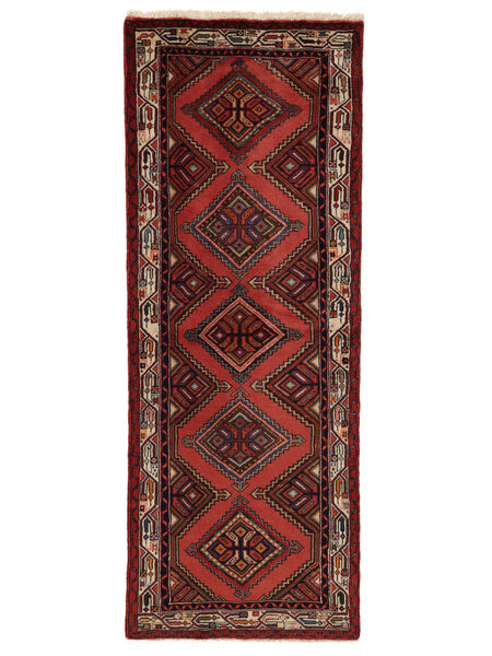 75X199 Alfombra Oriental Hamadan De Pasillo Negro/Rojo Oscuro (Lana, Persia/Irán) Carpetvista