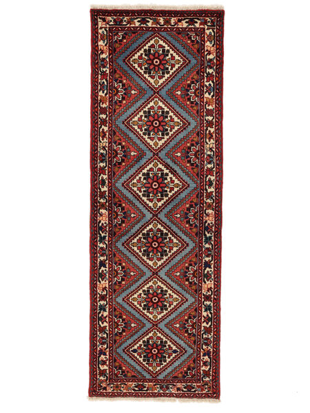 66X194 Rudbar Orientalisk Hallmatta Svart/Mörkröd (Ull, Persien/Iran) Carpetvista
