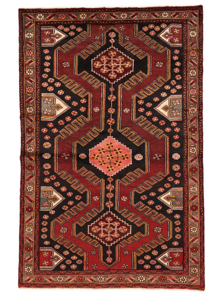 Persisk Hamadan Fine Matta 138X211 Svart/Mörkröd (Ull, Persien/Iran)