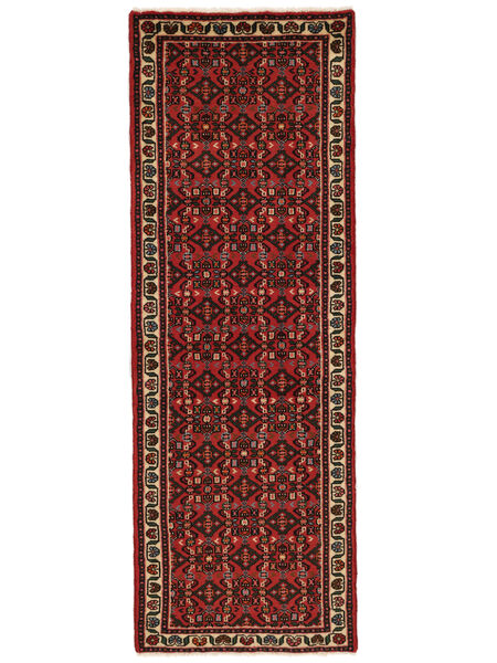  Perzisch Hosseinabad Fine Vloerkleed 70X200 Tapijtloper Zwart/Donkerrood (Wol, Perzië/Iran)