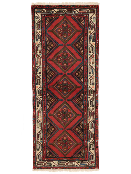  Hamadan Χαλι 77X190 Περσικό Μαλλινο Μαύρα/Σκούρο Κόκκινο Μικρό Carpetvista