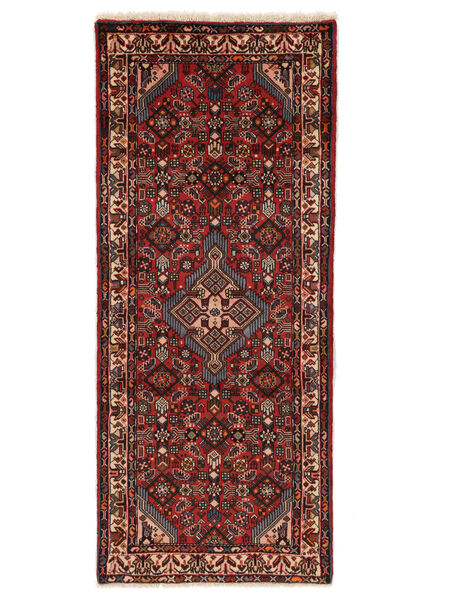  79X189 Asadabad Teppich Läufer Schwarz/Dunkelrot Persien/Iran Carpetvista