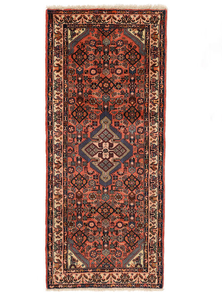83X193 絨毯 アサダバード オリエンタル 廊下 カーペット ブラック/ダークレッド (ウール, ペルシャ/イラン) Carpetvista