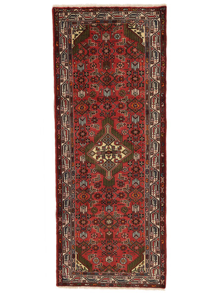 83X210 Tapete Asadabad Oriental Passadeira Preto/Vermelho Escuro (Lã, Pérsia/Irão) Carpetvista