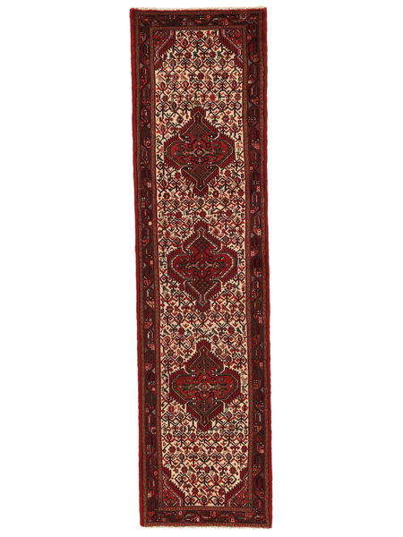 絨毯 アサダバード 76X294 廊下 カーペット ブラック/ダークレッド (ウール, ペルシャ/イラン)