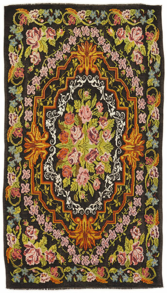 絨毯 オリエンタル Rose キリム Moldavia 193X345 ブラック/茶色 (ウール, モルドバ)