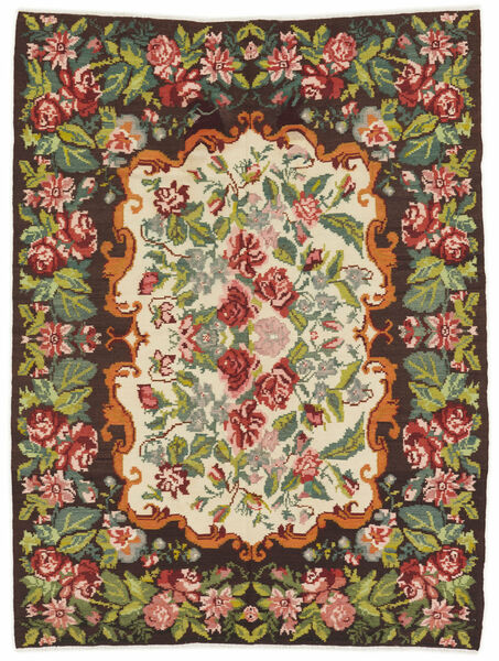 191X250 絨毯 オリエンタル Rose キリム Moldavia ブラック/ダークグリーン (ウール, モルドバ)