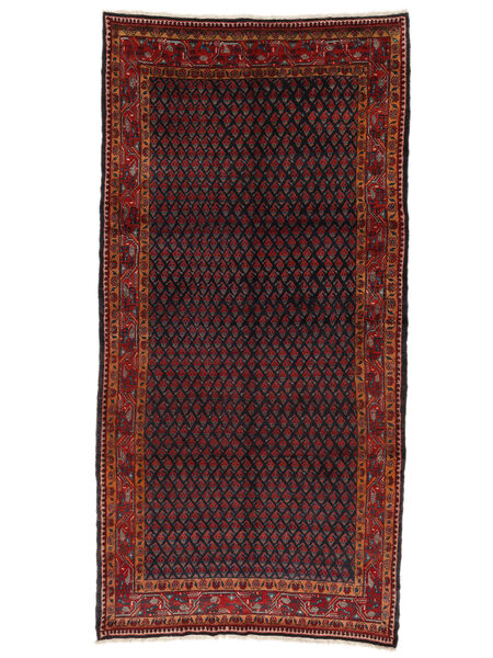  163X330 Hamadan Vloerkleed Tapijtloper Zwart/Donkerrood Perzië/Iran Carpetvista