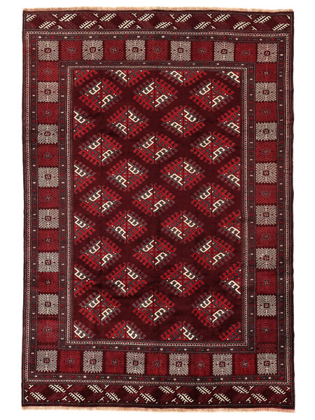 Turkaman Teppe 222X326 Svart/Mørk Rød Ull, Persia/Iran Carpetvista