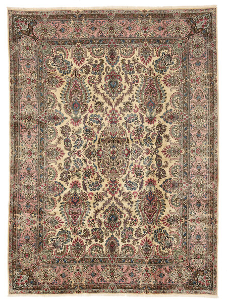 275X375 Dywan Orientalny Kerman Fine Brunatny/Czarny Duży (Wełna, Persja/Iran) Carpetvista