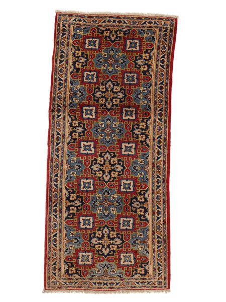 Hamadan Teppich 98X224 Läufer Schwarz/Braun Wolle, Persien/Iran Carpetvista