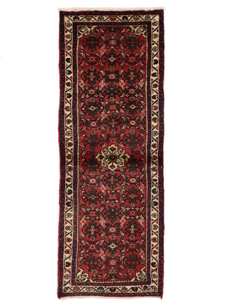  Hosseinabad Rug 68X190 Persian Wool Black/Dark Red Small Carpetvista