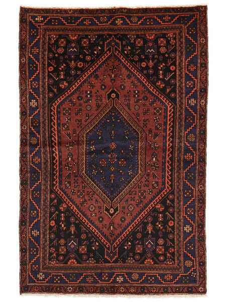 145X221 Dywan Orientalny Hamadan Czarny/Ciemnoczerwony (Wełna, Persja/Iran) Carpetvista