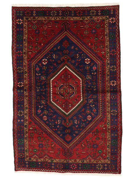 143X224 Tapete Hamadã Oriental Preto/Vermelho Escuro (Lã, Pérsia/Irão) Carpetvista