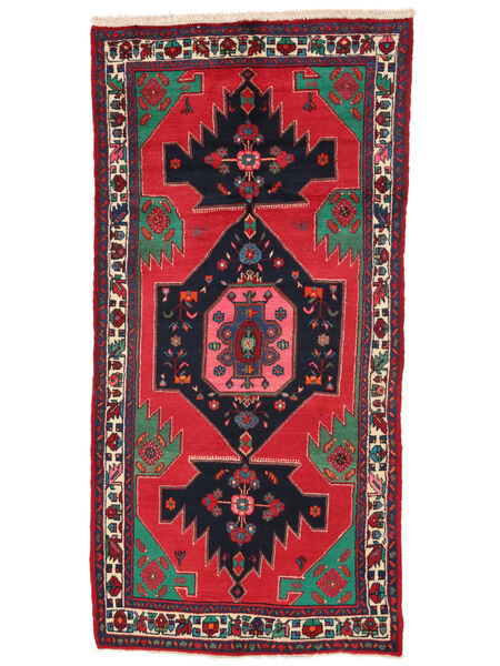  Hamadan Vloerkleed 132X270 Perzisch Wol Donkerrood/Zwart Klein Carpetvista