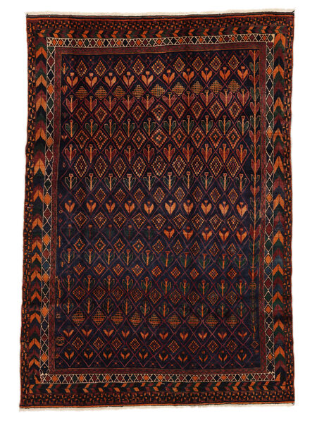  Orientalischer Afshar Shahre Babak Teppich 168X247 Schwarz/Dunkelrot Wolle, Persien/Iran Carpetvista