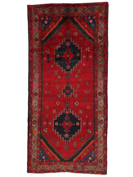 Persischer Hamadan Teppich 140X300 Läufer Dunkelrot/Schwarz (Wolle, Persien/Iran)