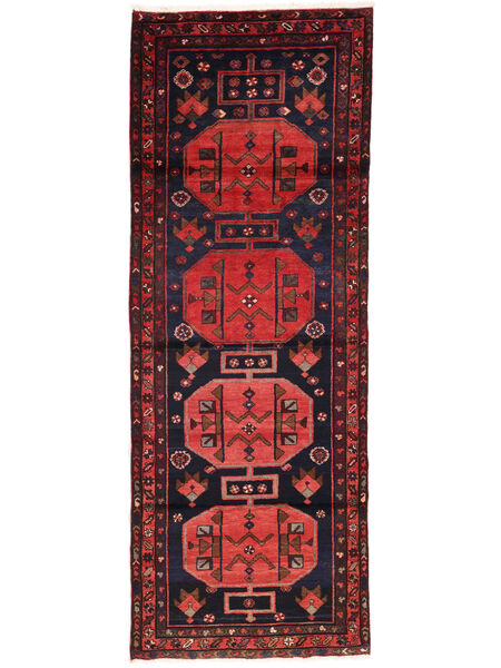 Tapis Hamadan 108X287 De Couloir Noir/Rouge Foncé (Laine, Perse/Iran)