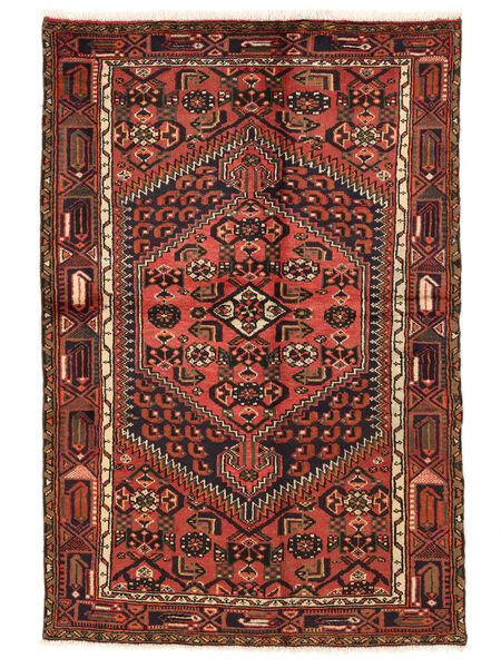  Persisk Hamadan Teppe 132X198 Svart/Mørk Rød (Ull, Persia/Iran)