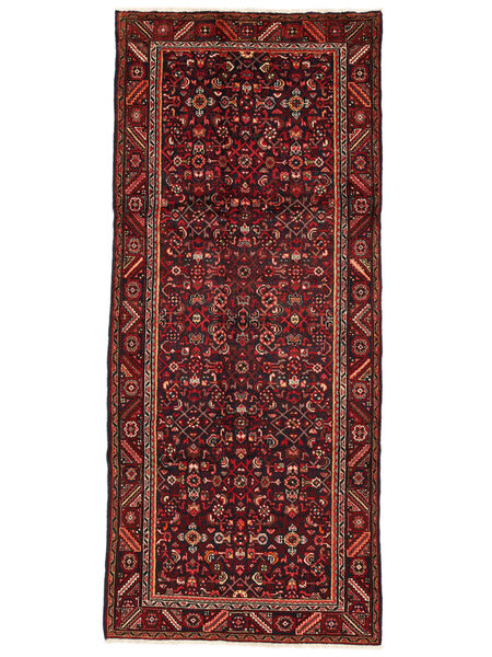  Persian Hamadan Rug 130X302 Black/Dark Red Carpetvista