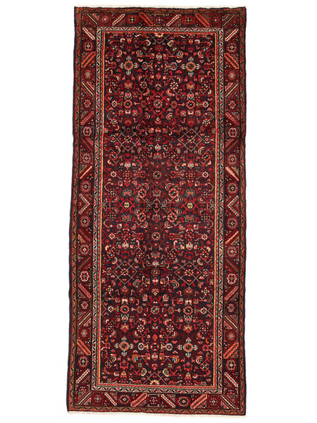 Tappeto Persiano Hamadan 130X302 Passatoie Nero/Rosso Scuro (Lana, Persia/Iran)