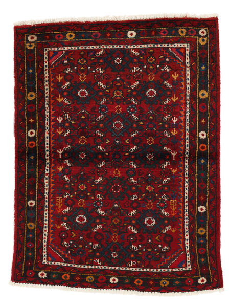  Persisk Hosseinabad Teppe 90X125 Svart/Mørk Rød (Ull, Persia/Iran)