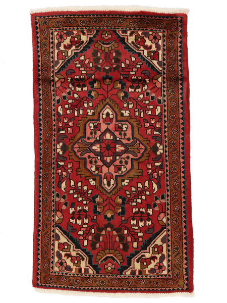 76X135 絨毯 オリエンタル ハマダン ダークレッド/ブラック (ウール, ペルシャ/イラン) Carpetvista
