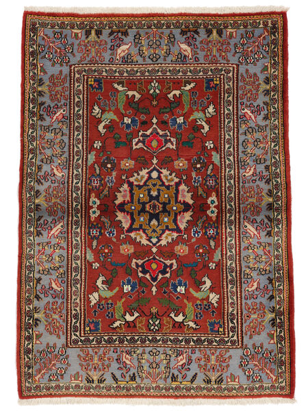 絨毯 ハマダン 100X145 ダークレッド/茶色 (ウール, ペルシャ/イラン)
