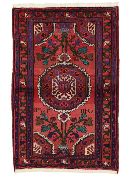  Persischer Hamadan Teppich 103X156 Schwarz/Dunkelrot (Wolle, Persien/Iran)