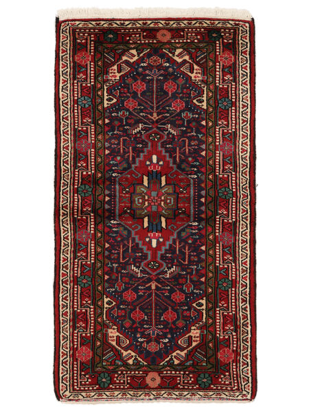 Tappeto Orientale Hamadan 72X139 Nero/Rosso Scuro (Lana, Persia/Iran)