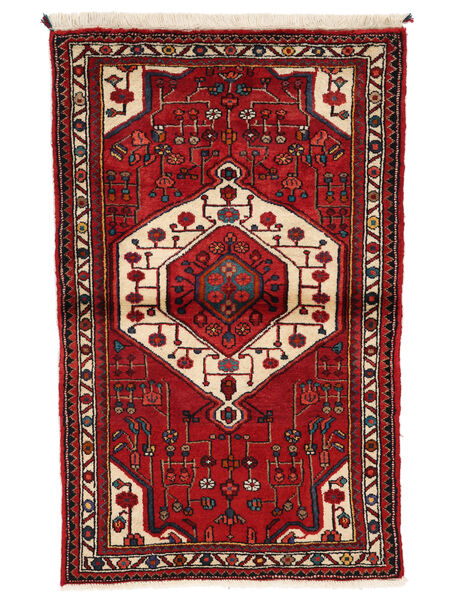  Persischer Hamadan Teppich 82X135 Dunkelrot/Schwarz (Wolle, Persien/Iran)