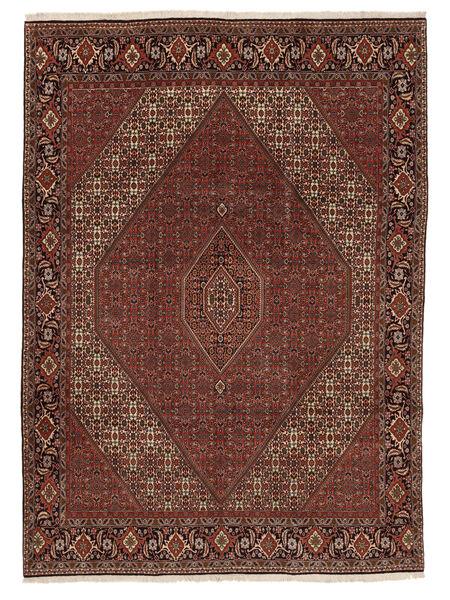 244X340 Bidjar Met Zijde Vloerkleed Oosters Zwart/Donkerrood (Wol, Perzië/Iran) Carpetvista